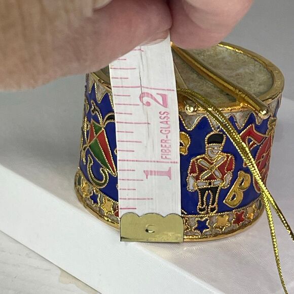 Vintage Cloisonné drum and sticks ornament. Bright and in beautiful shape. - Picture 8 of 9